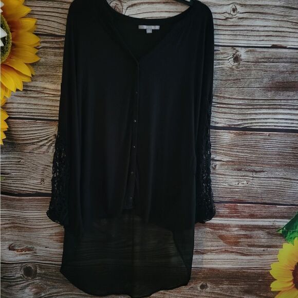 Valerie Stevens blouse long sleeve Women's XL black Pre-owned - Picture 3 of 8